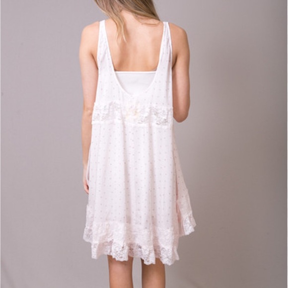 Free People She Swings Baby Pink Lace Dress Lace Hem Dress XS - Picture 3 of 4